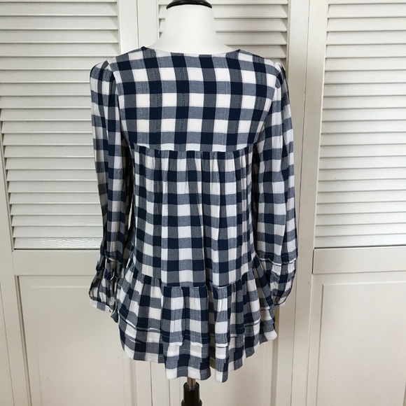 American Eagle Plaid Peplum Top - Picture 2 of 5